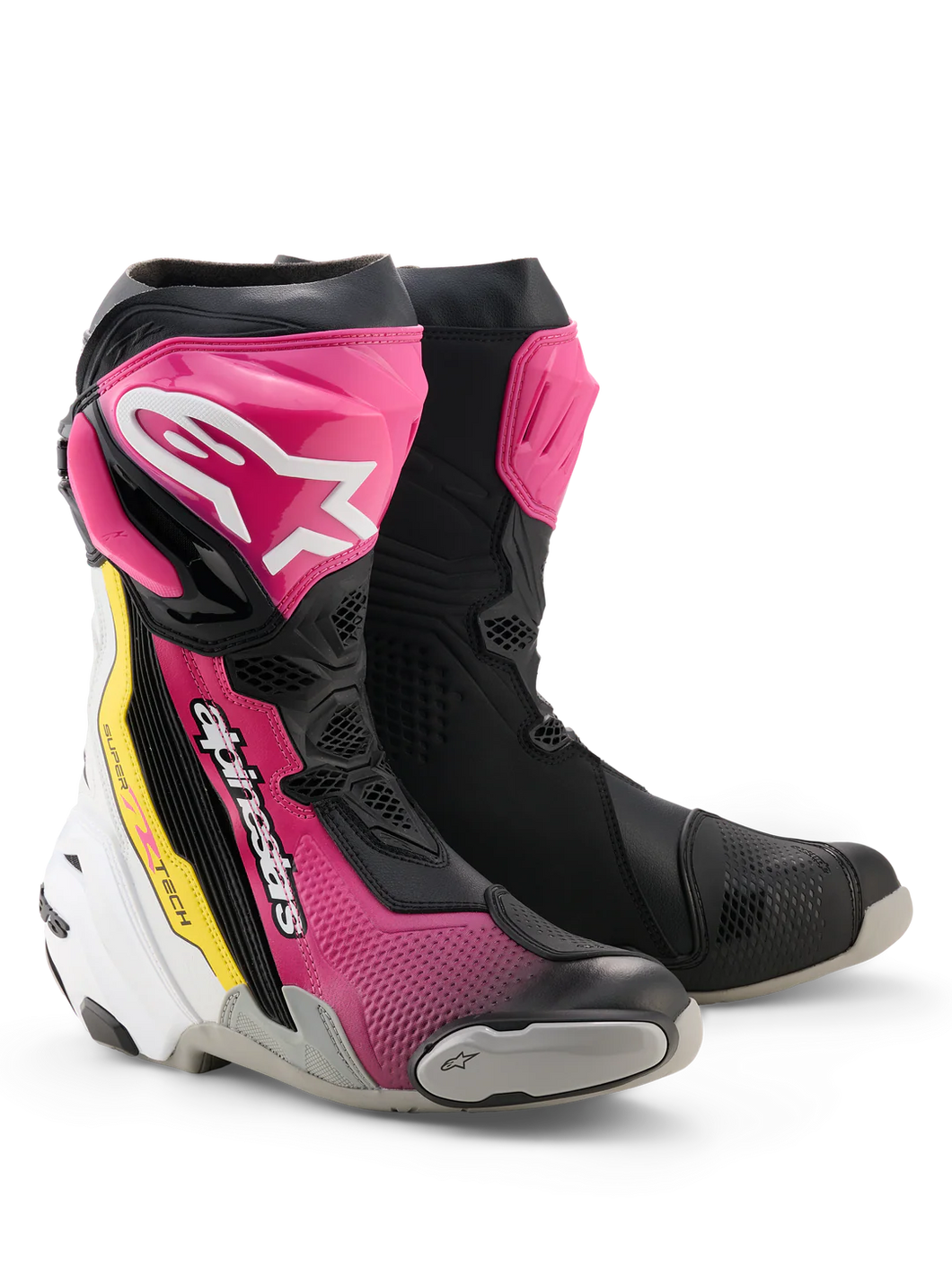 Alpinestars Supertech R Boots - Black/Magenta/White/Yellow Fluo – Pit ...