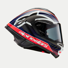 Load image into Gallery viewer, Alpinestars Supertech R10 Helmet - Team - Matte Black/Carbon Red Fluo/Blue