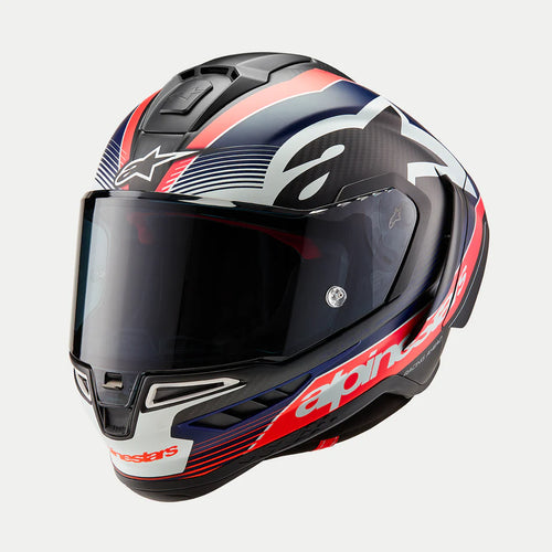 Alpinestars Supertech R10 Helmet - Team - Matte Black/Carbon Red Fluo/Blue