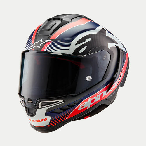 Alpinestars Supertech R10 Helmet - Team - Matte Black/Carbon Red Fluo/Blue
