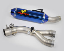 Load image into Gallery viewer, Graves Motorsports 2015+ Yamaha R1 Titanium ElectricK BLUE Cat Eliminator Exhaust Valve Type-R
