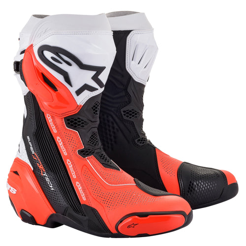 Alpinestars Supertech R Vented Boots - Black/White/Red Fluo