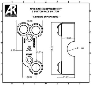 Apex Racing Development Three Button Engine Race Switch with Brembo Offset for 2016+ Kawasaki ZX10R / RR