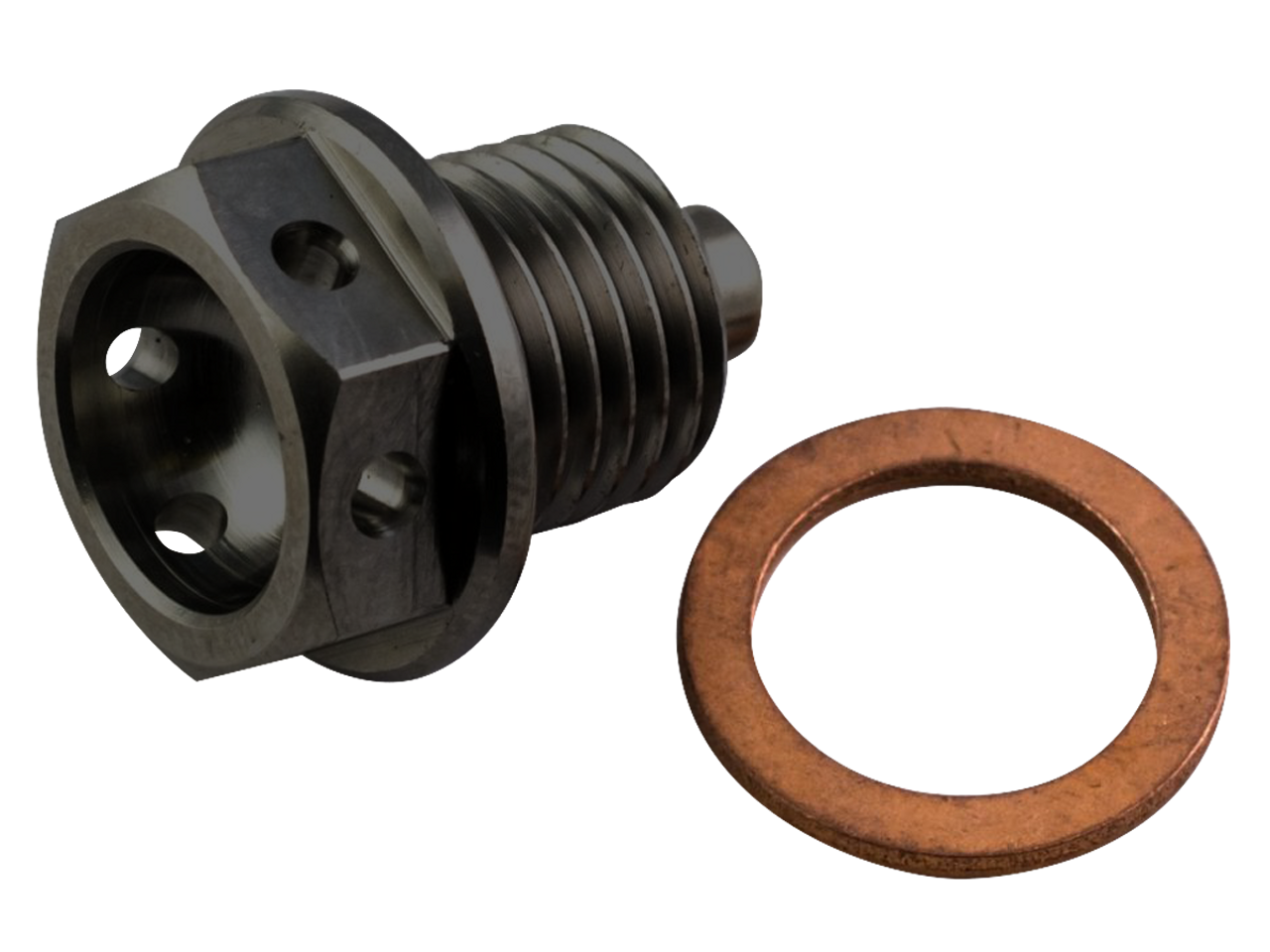 Racebolt Titanium Race Drilled Magnetic Drain Bolt M12x1.5x15 (BLACK)